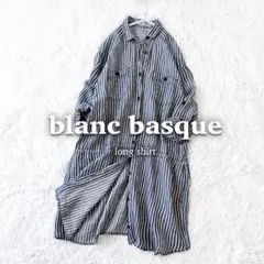 ブランバスク 日本製 リネン ロングシャツ ブラウス ストライプ ゆったりGのサムネイル