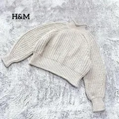 H&M【M】ハイネックニット ベージュ クロップドニット 冬ニット シンプル