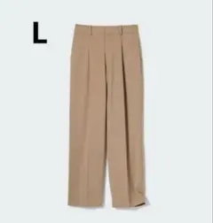 ユニクロ UNIQLO タックワイドパンツ レディース ベージュ L 934