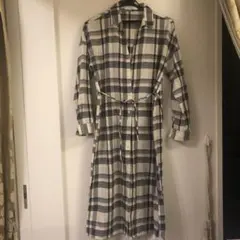 CECIL McBEE チェック柄ロングシャツワンピース