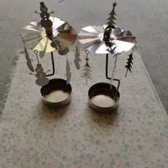 ロータリーキャンドルホルダー スノーマン シルバー　ツリー2個セット