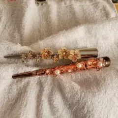 花とパール装飾のヘアピンセット