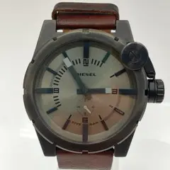 DIESEL シルバー レザーベルトメンズ腕時計 動作未確認　W116