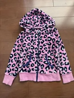 BREEZE ヒョウ柄パーカー 110 ピンク　耳付きフード