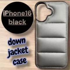 iPhone16 ケース ブラック ダウン風 韓国 おしゃれ 耐衝撃 男女兼用