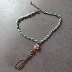 SATELITTE アンティーク フラワーモチーフ　エナメル ネックレス