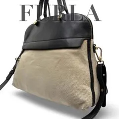 FURLA フルラ ジルダハンドバッグ キャンバス×レザー バイカラー