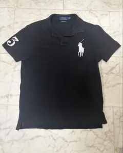 短丈Polo by Ralph Lauren ポロシャツ ブラック 刺繍ロゴ