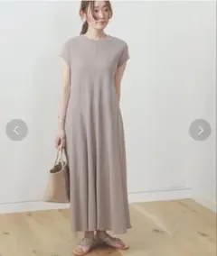 BEAMS HEART ベージュ 半袖 ロングワンピース