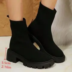 【新品未使用品】完売品 ブラック ソックスブーツ 厚底ブーツ