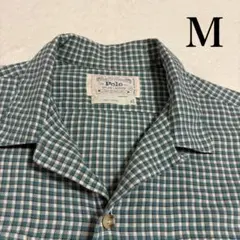 ヴィンテージ ポロ ラルフローレン オープンカラー 長袖シャツ M レア白タグ