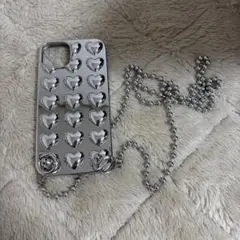 ハート型シルバーiPhoneケース