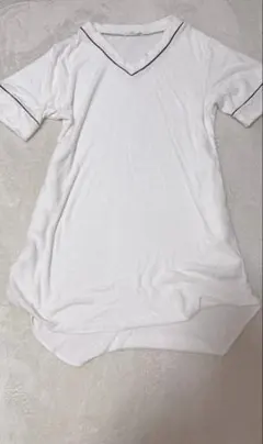 ジェラートピケ ルームウェア トップス 白 Vネック パイル生地