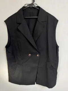 RETRO GIRL ブラック ダブルブレスト ベスト ジレ