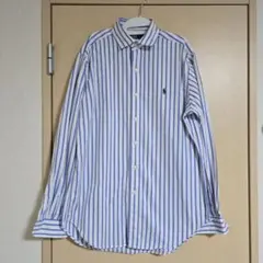 Polo by RalphLauren 長袖シャツ M 白青ストライプ