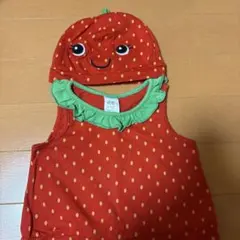 ベビー ロンパース 帽子いちご セット60~70cm ２〜6M