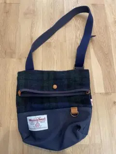 Harris Tweed ショルダーバッグ ネイビー/グリーンチェック