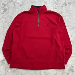 た*つ様 NAUTICA　ハーフジップスウェット　無地　ノーティカ　古着　レッド