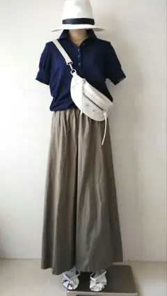 とろぱ様 C5344 鹿の子ポロ×ロングキュロットコーデ