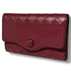 良品 ボッテガヴェネタ５連 キーケース イントレチャート レザー ボルドー