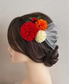 【成人式・卒業式・七五三に】ポンポンマムの髪飾り