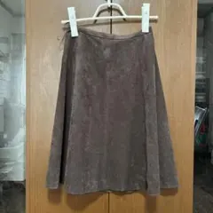 ナチュラルビューティーベーシックブラウン スエード風 ひざ下丈スカート