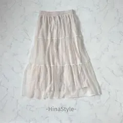 HinaStyle/スカート/LL/オフホワイト/チュール/ティアード/綺麗め
