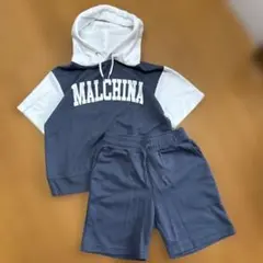 上下セットアップ フード付き半袖＋ハーフパンツ 男女兼用140cm