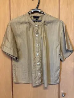 BANANA REPUBLIC ベージュ ストライプ 半袖シャツ S