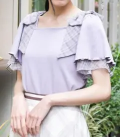 【新品】アクシーズファム　ビッグリボンプルオーバー　チェック　ラベンダー