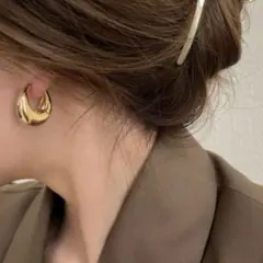 チャンキーフープピアス　サージカルステンレス　ゴールドシルバー セット