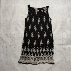 90s ヴィンテージ ワンピース 膝丈 レーヨン ナチュラル リーフ柄