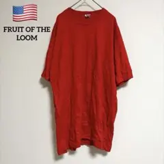 【USA製】フルーツオブザルーム 無地 Tシャツ 赤 レッド L 古着