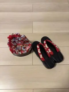 下駄と和柄巾着袋のセット