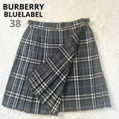 バーバリーブルーレーベル ラップスカート プリーツ ノバチェック グレー 38