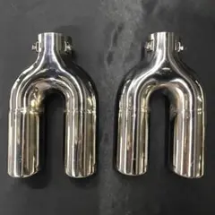オールステンレス デュアルマフラーカッター全長30cmハネ上げ角度30度