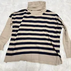 高級素材【Weekend Max Mara】シルク混 ボーダータートルニット L
