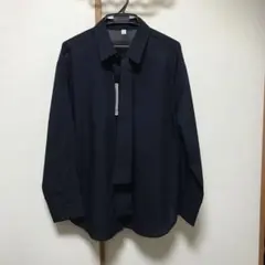 GU 上質長袖シャツ ジッパー付きネクタイデザイン