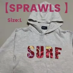 【SPRAWLS 】SURF刺繍 アロハ柄SizeL パーカー/アイボリー