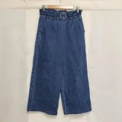 レディース ワイド デニムパンツ ウエストゴム インディゴ 160サイズ
