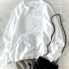 美品 MUSE ドゥーズィエムクラス コットン クルーネック プルオーバー 白