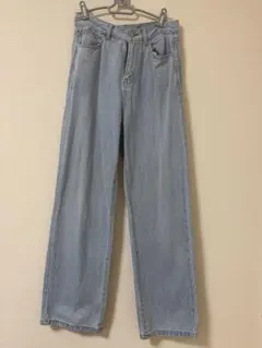 ライトブルーデニム ワイドレッグパンツ