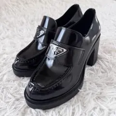 PRADA プラダ モノリス 38 ブラッシュドレザー ローファー ※注意事項有