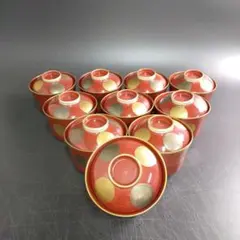 Y13-3/庄右衛門/有田焼/金銀彩蓋付茶碗10客/小鉢/向附/懐石道具/のサムネイル