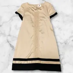 Bou Jeloud レース装飾 ベージュ/黒 ひざ丈 オケージョンドレス