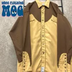 《US古着》ウエスタンシャツ ブラウン/ベージュ 長袖 メンズXL