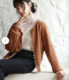 新品タグ付き　サロンドパピヨン　パールボタンカーディガン