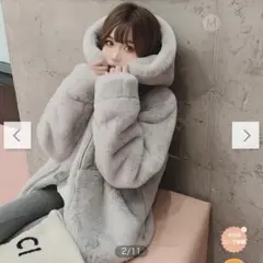 中綿キルティング もこもこフェイクファーフードブルゾン ジャンパー