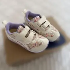【asics】18.0㎝　キッズスニーカー 花柄 ベルクロ