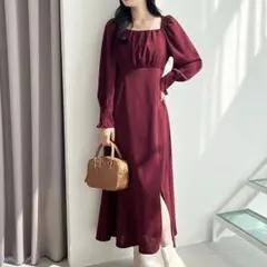 【NICE CLAUP】バックリボン美シルエットワンピース【ナイスクラップ】